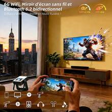 Projector With Bluetooth & WiFi - Mini Smart Movie Projector | A5Pro 4K Portable Home Theater, 800LM Brightness | Auto Keystone & Focus For TV Stick, Laptop, Smartphone Via USB & Video Ports | Android Built-In For Outdoor, Bedroom, Camping, Travel | Ultimate Proyector 4K Gift (HD 1080P Compatible) - 查看 6