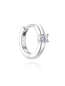 1PC 925 Sterling Silver Dainty Prong Setting Stud 18K Gold Plated Cartilagefour Claws Tragus Piercing Hypoallergenic Earring Jewelry Gift For Women Girls Daily Wear Wedding Party Engagement ﻿ - Silver - View 8