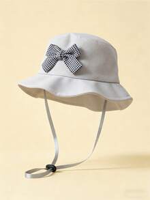 多色儿童渔夫帽，黑白格子蝴蝶结装饰，春夏防晒帽，可调节，适合户外、露营、海滩、日常佩戴，0-3岁 - 1PC - 查看 13