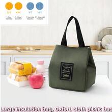 1pc/2pcs Large Capacity Insulated Lunch Bag, Oxford Cloth Picnic Bag, Square Insulated Lunch Tote Handbag. Thick Reusable Food Storage Container With Utensil Pouch, Portable Lunch Box Bag For Work, Camping, Travel, Office, School And Beach. - Multicolor - View 5