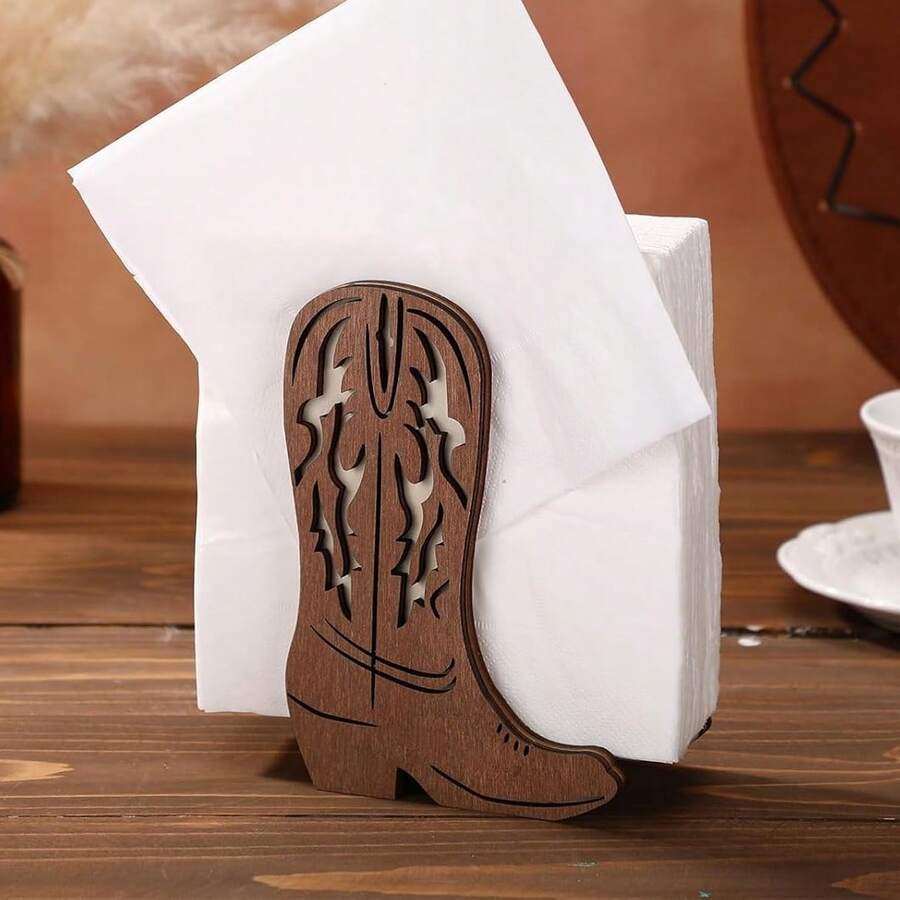 1pc Western Cowboy Boot Shaped Paper Towel Holder - Vintage Cowboy Style, Suitable For Desktop/Dining Room Decor, American Country Atmosphere, Home Organization Enthusiasts