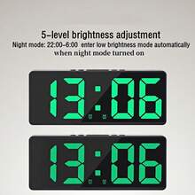 NieNie Reloj despertador digital de acrílico con control de voz, alarma dual, modo nocturno, función de repetición, 5 niveles de brillo ajustable, 12/24H, función antidisturbios, reloj electrónico LED (batería no incluida) - DS-6628 - Ver 8