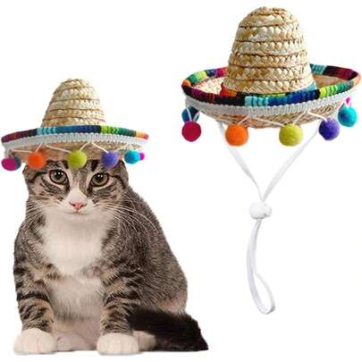 Mũ Sombrero mini nhiều màu sắc cho mèo, phụ kiện chụp ảnh sinh nhật cho thú cưng.