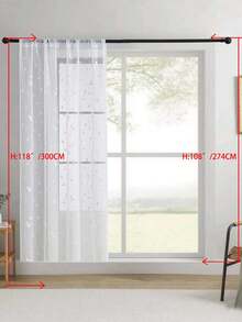 1 pièce Rideau transparent brodé, motif floral, avec poche pour tringle, en fibre de polyester avec protection UV et respirabilité, convient pour le salon, la chambre à coucher, la salle à manger - Blanc - Voir 29