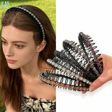 5pcs Women's Elegant Retro Luxury Rhinestone Embellished Wide Headbands Set, High Crown Hair Hoop, Bangs Styling Accessories, Suitable For Daily Wear, Mother's Day Gift, Classic Bohemian Party Headpiece, Sophisticated & Elegant Hairband - Multicolor - View 2