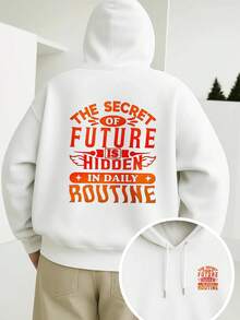 Graphic Hoodie Men Cotton Long Sleeve Tops With Secret Of Future Is Hidden In Daily Routine Print Comfortable Streetwear Fall And Four - Seasons Wear Essentials Hoodie Hoodie Women Sweatshirts Women Hoodies Men's Hoodie Sweatshirts Men Essentials Fear - 白色 - 查看 1