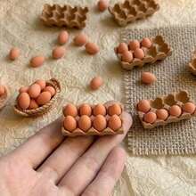 8/24pcs Mini Dollhouse & Egg Tray Set - Realistic Kitchen Scene, Includes 8 Eggs And 1 Egg Tray, Ideal For Dollhouse Enthusiasts, Dollhouse Accessories | Realistic Mini Models | Exquisite Mini Models, Dollhouse Furniture - Multicolor - View 2