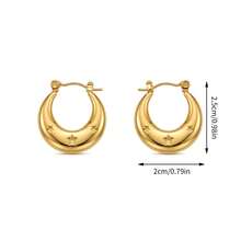 Gold Thick Hoop Earrings, Delicate Minimalist Open Circle Earrings, Pentagram Clip-On Earrings, Luxury Women Earrings - Gold - View 10