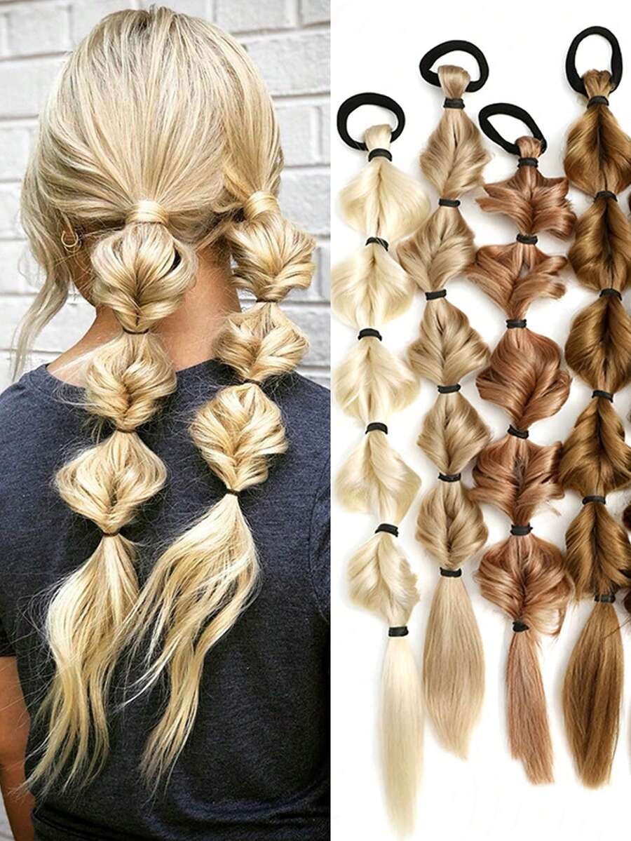 黑色/棕色/金色合成长扭辫马尾接发，配橡皮筋，20英寸拳击辫接发，适合女性日常使用