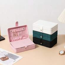 16*11*5cm Velvet Multifunctional Dual-Layer Jewelry Box, Jewelry Storage Organizer With Earring Holder, Perfect Gift For Valentine's Day And Back To School - Nhiều màu - Xem 16