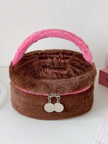 1 PC Hairy Hand-Held Makeup Bag, Student Skincare Product Storage Bag, Travel Portable Toiletry Bag - Multicolor - View 12