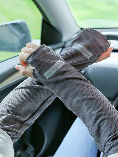 1 đôi ống tay nén bằng lụa băng, chống tia UV, unisex, có lỗ xỏ ngón cái, phụ kiện thể thao đạp xe cần thiết cho Halloween, mùa hè, lễ hội.