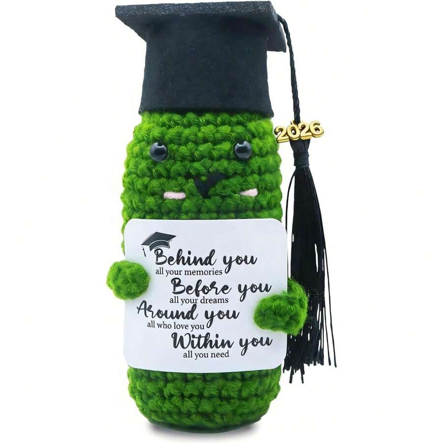 1pc Graduation Gift - Support Knitting, Positive And Optimistic Kimchi, 2026 Class, Cute Knitted Animals, Graduation Gift, Girl, Boy, High School Student - Multicolor - View 1