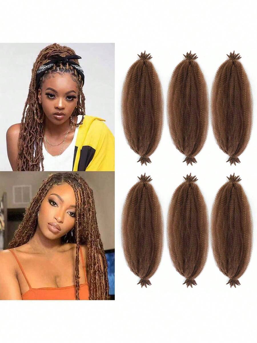 FULCRUM 12/18/24/30 pouces Cheveux Afro Twist 1/6 paquets Noir naturel Cheveux de torsion Marley Crochet pour femmes Pré-séparés Cheveux Twist Afro Printemps Gonflés Pré-ébouriffés Cheveux Twist Printemps pour Faux Locs Extensions de cheveux synthétiques - Tabac - Voir 1