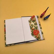 1pc Handmade Fabric Book Cover With Golden & Red Peony Design, Notebook/Journal Cover, Gift For Book Lovers & Couples - Single Piece - View 5