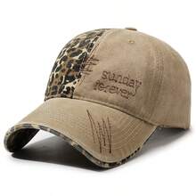 1pc New Retro American Leopard Print Letter Embroidery Baseball Cap, Street Fashion Stylish Petite Visor Hat For Women - Multicolor - View 8
