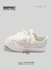 BEIER 女士休闲新款时尚百搭圆头平底系带运动鞋 - 粉色 - 查看 3