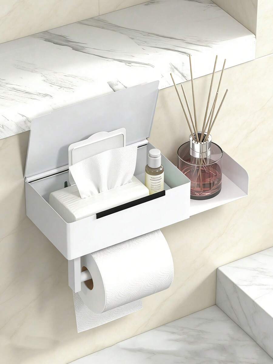 No-Drill Bathroom Toilet Paper Holder-Over-The-Toilet Organizer With Strong Self-AdhesiveSpace-Saving Toilet Paper Roll Storage,For Bathroom,Powder Room,Or Commercial Restrooms-Modern Bathroom Storage Solution,Toilet Paper Storage - Multicolor - View 1
