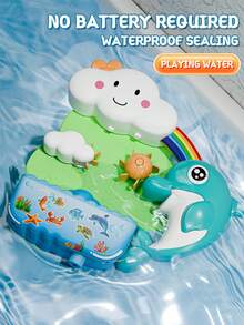 1pc Durable Interactive Colorful Baby Bath Toy, Suitable For 1-3 Years Old, Newborn Bathing Toy, Cute Dolphin Shape With 3 Strong Suction Cups - Multicolor - View 3