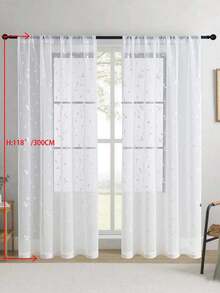 1 pièce Rideau transparent brodé, motif floral, avec poche pour tringle, en fibre de polyester avec protection UV et respirabilité, convient pour le salon, la chambre à coucher, la salle à manger - Blanc - Voir 33