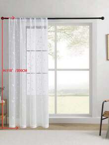 1 pièce Rideau transparent brodé, motif floral, avec poche pour tringle, en fibre de polyester avec protection UV et respirabilité, convient pour le salon, la chambre à coucher, la salle à manger - Blanc - Voir 32