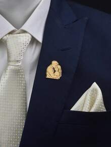 1 pieza Broche de foto personalizado - Insignia de foto de pareja esmaltada personalizada, adecuada para hombres y mujeres, regalo de aniversario y Día de San Valentín, broche con logotipo, insignia personalizada - Dorado - Ver 3