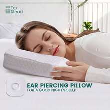 1pc Decorable Ear Piercing Pillow For Side Sleepers, Pillow With An Ear Hole For CNH , O-Shaped Side Sleeping Pillow, Ear Guard Pillow - White - View 12