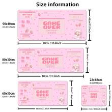 粉色可爱动漫游戏鼠标垫 XXL，草莓牛奶图案大号鼠标垫，美观笔记本电脑键盘垫，女士/女孩全尺寸桌面鼠标垫 - 查看 3