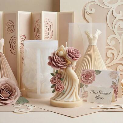 1Pc Reusable Silicone Candle Mold Mythic Snake Lady Candle Mold Flowing Petal Skirt Wax Mold For Aromatherapy Decor And Boutique Gift Projects