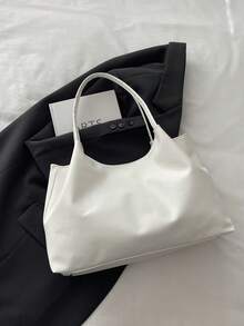 New Soft Leather Large Capacity Tote Bag, Unique Design For Work Commute, Hand/Shoulder Carry,Business Professional Women - White - View 9