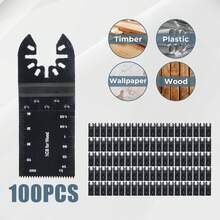 100Pcs Universal Oscillating Saw Blades Set 30-90mm Quick Release Multi-Tool Blades Wood Cutting Alloy Steel With Built-In Markers Compatible With Fein Ryobi - Black - View 4