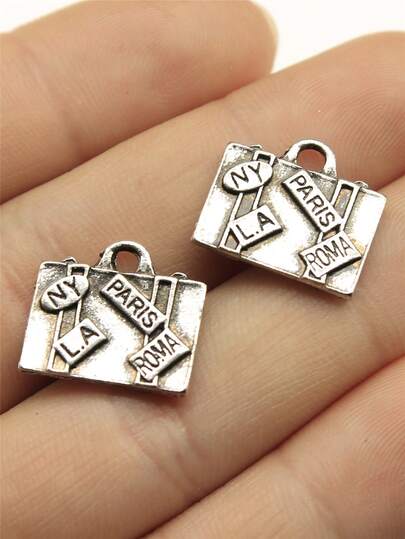 5 chiếc mặt dây chuyền hình vali 17x15mm dùng để tự làm trang sức, vòng cổ, móc khóa, dây điện thoại, vòng tay, phụ kiện làm đồ thủ công mỹ nghệ.