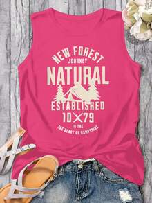 Plus Size Women'S Sleeveless Tank Top With New Forest Hampshire England Founded In 1079  Design - Casual Crew Neck Summer Blouse, Machine Washable, Ladies Tank Tops - 粉色 - 查看 2