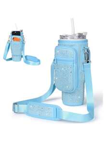 1 chiếc Túi đựng cốc cách nhiệt dung tích lớn 40oz có trang trí bằng đá Rhinestone, Túi đựng cốc đa năng có thể điều chỉnh cho các hoạt động ngoài trời Bình đựng nước - Nhiều màu - Xem 10