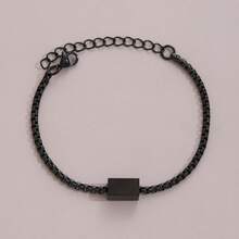 1 Pc Custom Name Stainless Steel Bracelet Multi-Faceted Engraving Pearl Chain Square Bracelet Plated 18k Gold - Multicolor - View 13