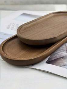 1个木质托盘，餐盘，多功能盛菜盘，适合家庭、餐厅和派对使用，可用作早餐托盘、蛋糕托盘、面包托盘、厨房托盘、茶具托盘，厨房用品，圣诞礼物 - 彩色 - 查看 5