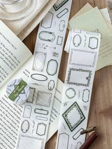 MOCARD 1卷2米水彩边框和纸胶带，复古创意美学贴纸，DIY装饰拼贴工艺用品，节日礼物，个性化剪贴簿学校文具（4种随机款式） - 素色邊框 - 查看 5