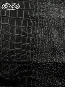 Aflion Women's Summer Black Crocodile Embossed Faux Leather Mini Skirt, High Waist Slit Bodycon Skirt, Streetwear & Date Outfit - Black - View 7