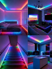 1 Set LED Light Strip, USB Powered, App Control, Music Sync Color Changing, Dimmable, Multiple Modes, Self-Adhesive, Available In Various Sizes, Suitable For TV/Computer Backlighting, Holiday, Indoor Home Decor, Bedroom Ambiance - Multicolor Light - View 7