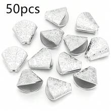 50/100 piezas/paquete Cuentas con borla CCB, Conectores de colgante con tapa de flor de plástico chapado en plata vintage, Accesorios de joyería DIY - Sombrero con borlas - Ver 11