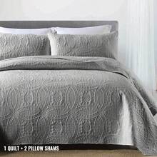 2/3件套床上用品（1个床裙+1/2个枕套，不含枕芯）花卉图案床裙被子格子拼接被褥套装，轻便双面床裙，家用 - 紅色 - 查看 13