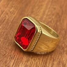 1枚不锈钢戒指，镶嵌矩形立方氧化锆石 - 4颗彩色玻璃石，简约时尚配饰，送给妈妈、朋友、同事的绝佳礼物 - 戒指 - 查看 36