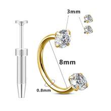 Horseshoe Nose Ring For Women Stainless Steel Lip Helix Piercing Jewelry Septum Rings-And Upgraded Anti-Slip Piercing Taper Ball Grabber Tool - As Shown In the Figure - View 11
