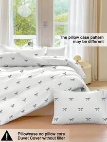 三件套可爱蝴蝶结印花被套，柔软透气的超细纤维面料，四季皆宜，可机洗，不易褪色、起球、缩水，适合可爱、简约、清新的ins风家居装饰，适用于特大号/大号/双人床/单人床尺寸，是居家、宿舍、公寓、酒店的理想之选，也是馈赠佳品。 - 彩色 - 查看 5
