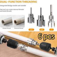 6pcs Multi-Function Threaded Pipe Cutter Set | Suitable For 1/2", 3/4", 1" PVC/Plastic Pipes, Integrated Internal & External Threaded Tool, Compatible With Drill Pipe Threaded Cutter Set, Ideal Christmas Gift For Father And Son - 6pcs Set - View 12