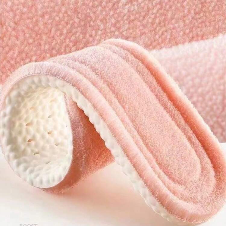 Comfortable Faux Lambswool Insoles, Warm, Shock-Absorbing, Non-Fatiguing, Thick Cotton Padded Wool Insoles For Winter - Pink - View 4