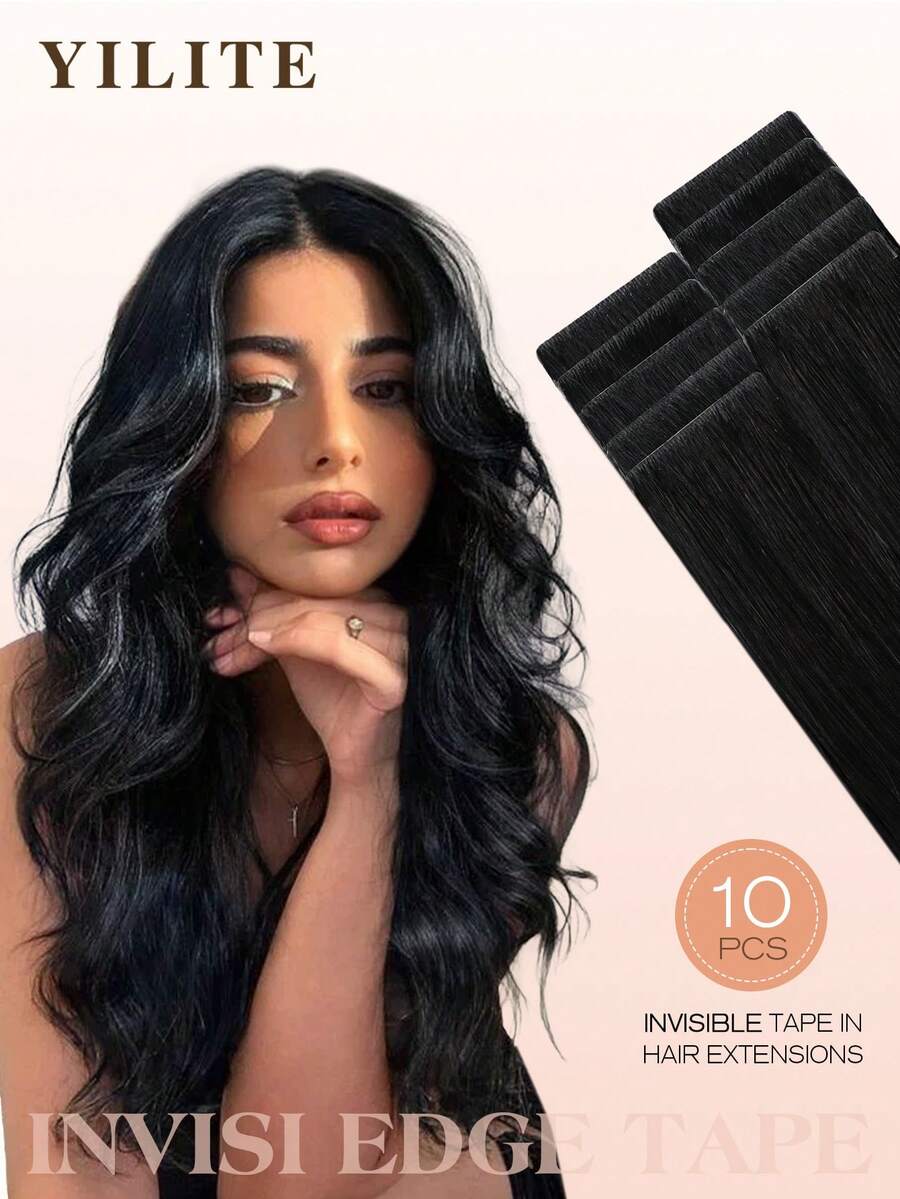 YILITE Skin Weft PU Tape On Hair 4x0.8cm 10PCS 20PCS Tape In Hair Extensions Human Hair Injected Invisible Tape Hair Extensions - S1 - View 1