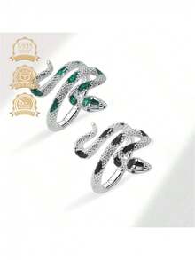 S925 Sterling Silver Unique Snake-Shaped Nickel-Free Hypoallergenic Women's Ring, Lucky Ring, Faith Ring, Artistic Retro Style, Suitable For Daily Wear, Parties, Holidays, Valentine's Day, Halloween, Easter, Comes With Gift Box - Red - View 5