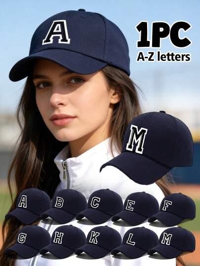1pc Unisex 26 Letter Embroidered Adjustable Baseball Cap, Breathable Sun Protection Casual Hat Suitable For Spring/Summer Daily Wear