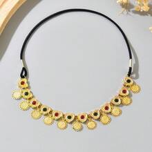 Gold Bridal Headchain With Coin & Tassel Pendant, Women's Party & Wedding Dress Hair Accessory - Gold - View 9